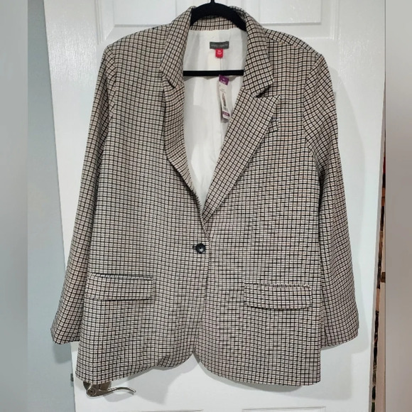 NWT Vince Camuto Brown/Black/Crew Plaid Blazer in Size XXL - Picture 2 of 16